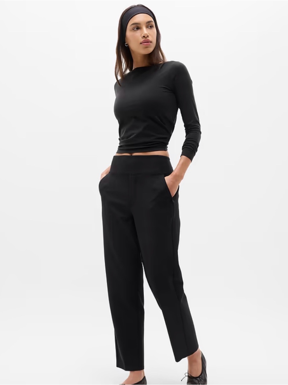 Athleta Endless Highrise Black Women's Ponte Ankle Pants size 8 petite